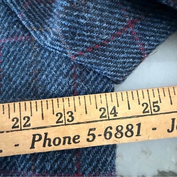 PETER CHRISTIAN Harris Tweed 42 Bomber Harrington Jacket Blue Wool Windowpane - Picture 10 of 11